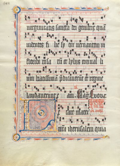 Folha Manuscrito com inicial L, de um antifonário, alemão, segundo quartel do século XV. de Unbekannt