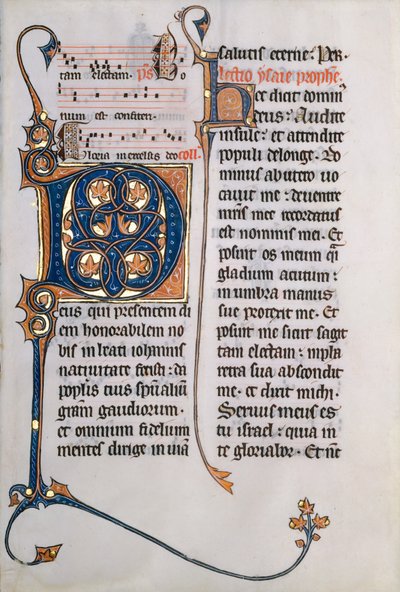 Folha do manuscrito com inicial M, de um Missal, ca. 1290 de Unbekannt