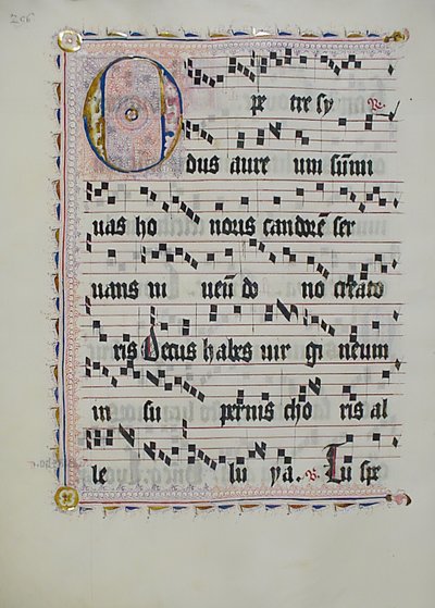 Folha Manuscrito com inicial O, de um antifonário, alemão, segundo quartel do século XV. de Unbekannt
