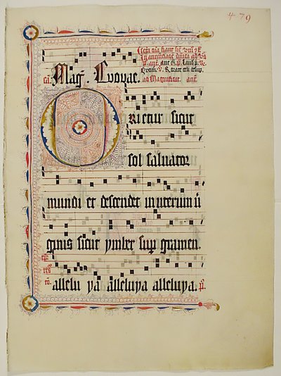 Folha Manuscrito com inicial O, de um antifonário, alemão, segundo quartel do século XV. de Unbekannt