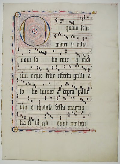 Folha Manuscrito com inicial O, de um antifonário, alemão, segundo quartel do século XV. de Unbekannt