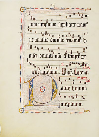 Folha Manuscrito com P inicial, de um antifonário, alemão, segundo quartel do século XV. de Unbekannt