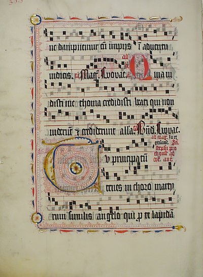 Folha Manuscrito com inicial T, de um antifonário, alemão, segundo quartel do século XV. de Unbekannt
