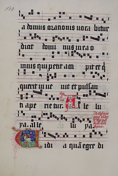 Folha Manuscrito com inicial V, de um Gradual, alemão, segundo quartel do século XV. de Unbekannt