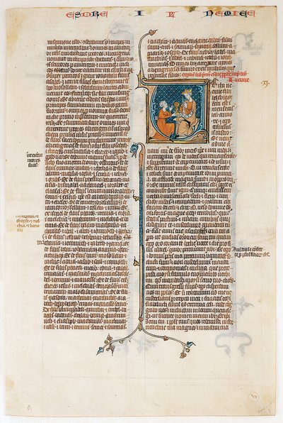 Folha do Manuscrito com Abertura do Livro de Neemias, de uma Bíblia, ca. 1280-1300. de Unbekannt