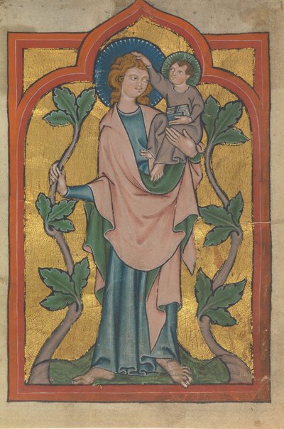 Folha Manuscrito com São Cristóvão Portador de Cristo, alemão ou suíço, início do século XIV. de Unbekannt