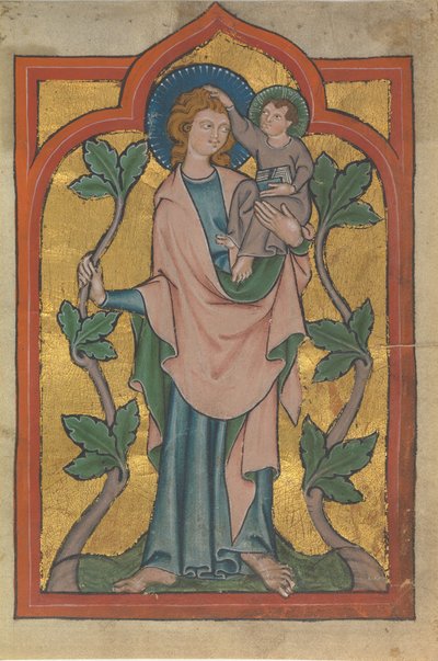Folha Manuscrito com São Cristóvão Portador de Cristo, início do século XIV. de Unbekannt