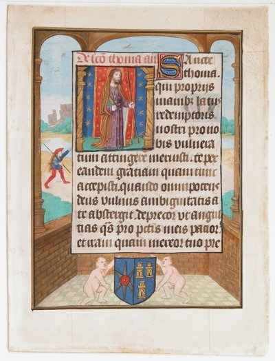 Folha Manuscrito com São Tomás, de um Livro de Horas, c. 1500. de Unbekannt
