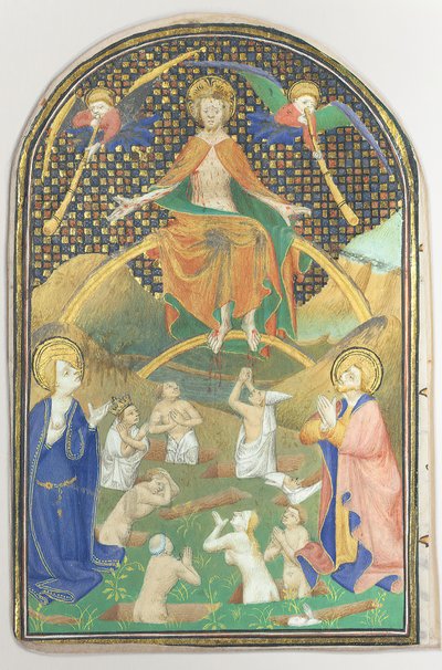 Folha Manuscrito com o Juízo Final, de um Livro de Horas, francês, c. 1400. de Unbekannt