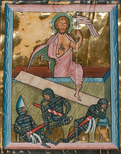 Folha Manuscrito com a Ressurreição, de um Saltério, alemão, meados do século XIII. de Unbekannt