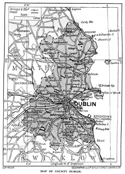 Mapa do Condado de Dublin, Irlanda, 1924-1926 de Unbekannt