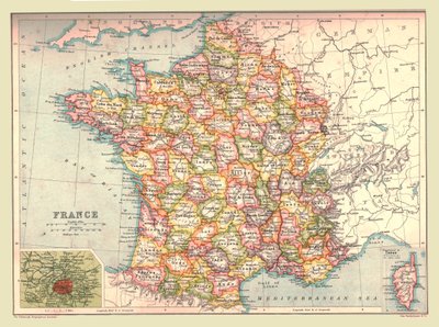 Mapa da França, 1902. de Unbekannt