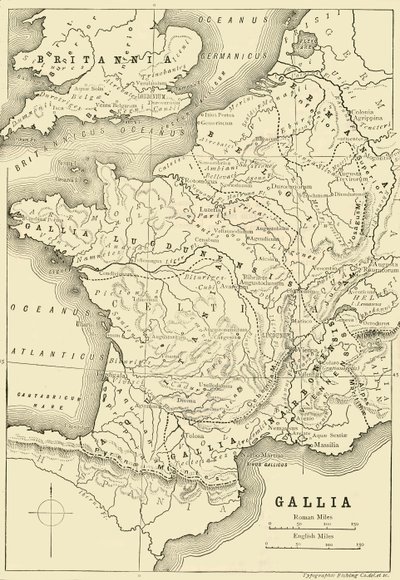 Mapa da Gália e parte da Grã-Bretanha, 1890. de Unbekannt