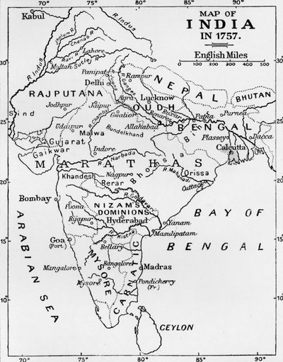 Mapa da Índia em 1757, c1912 de Unbekannt