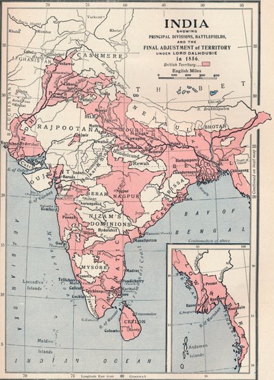 Mapa da Índia em 1856 1906. de Unbekannt
