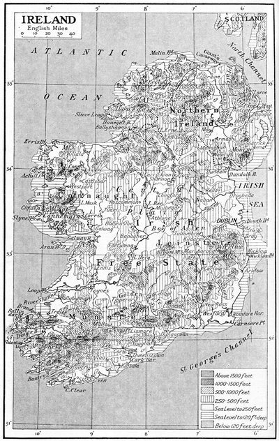 Mapa da Irlanda, c1930s de Unbekannt