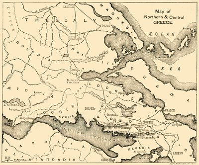Mapa da Grécia do norte e central, 1890. de Unbekannt