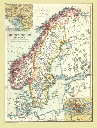 Mapa da Noruega e da Suécia, 1902. de Unbekannt