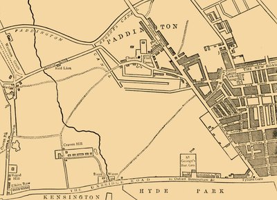 Mapa de Paddington, em 1815, c1876. de Unbekannt
