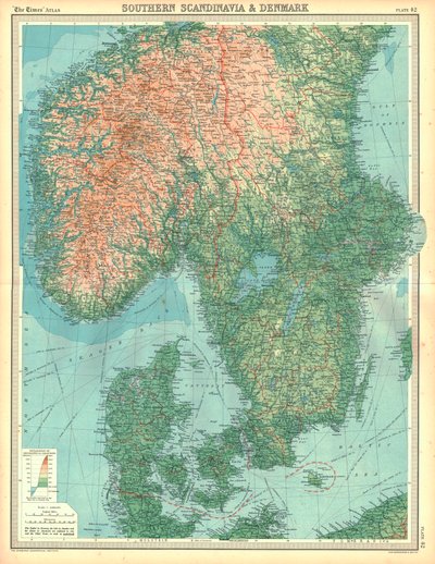 Mapa da Escandinávia do Sul e da Dinamarca de Unbekannt