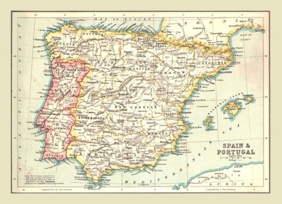 Mapa da Espanha e de Portugal, 1902. de Unbekannt