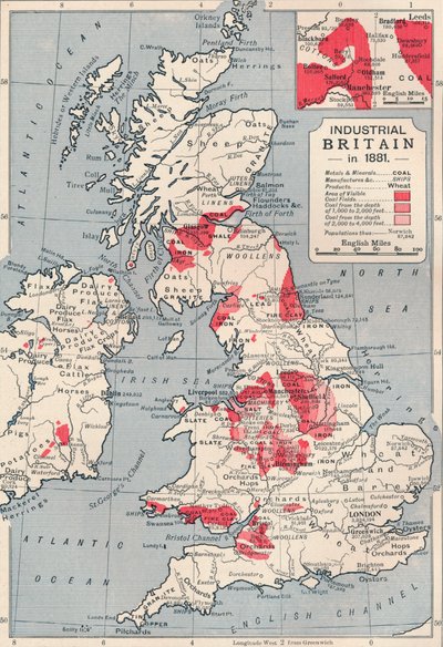 Mapa da Grã-Bretanha industrial em 1881, 1906 de Unbekannt