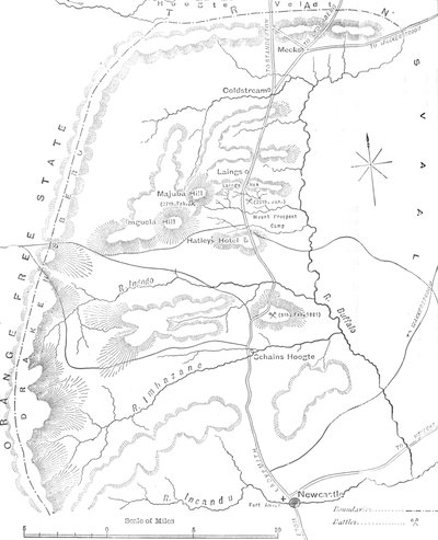 Mapa do país entre Newcastle e o Transvaal, c1880 de Unbekannt