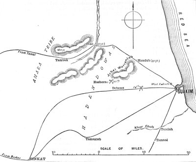 Mapa dos arredores de Suakim, c1885 de Unbekannt
