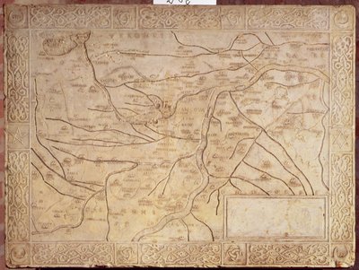 Mapa do território mantuano, esculpido em baixo relevo (mármore) de Unbekannt