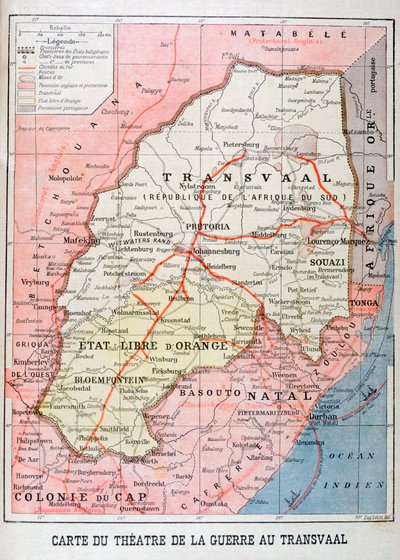 Mapa do Teatro da Guerra no Transvaal, 1899 de Unbekannt
