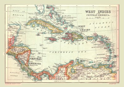 Mapa das Índias Ocidentais e da América Central, 1902. de Unbekannt