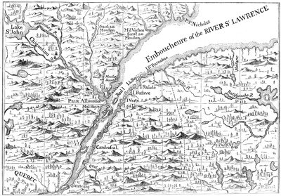 Mapa do curso do rio St Lawrence até Quebec, 1730 c1880 de Unbekannt