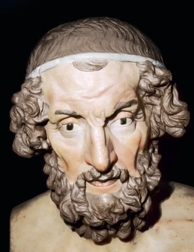 Busto de mármore do retrato de Homero, romano, de Baiae, Campania, Itália, século I-II. de Unbekannt