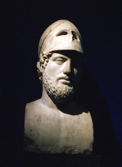 Busto em mármore de Péricles (Péricles) estadista ateniense (c490-429 aC). Século II a.C. romano (escultura que se diz ser da vila de Adriano em Tivoli, Lazio, Itália) de Unbekannt