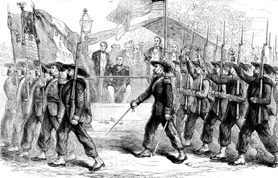 Março passado da Guarda Garibaldi diante do Presidente Lincoln, 1861-1865 c1880 de Unbekannt
