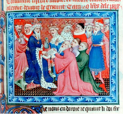 Marco Polo , viajante veneziano e comerciante reunião Kublai Khan, século 13 de Unbekannt