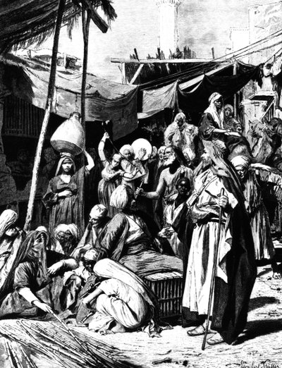 Mercado em Tantah, Egito, 1880 de Unbekannt