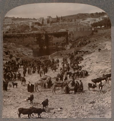 Dia de mercado na piscina de Gihon, c1900 de Unbekannt