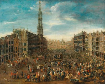 Cena do mercado na Grand Place em Bruxelas, c. 1670 de Unbekannt
