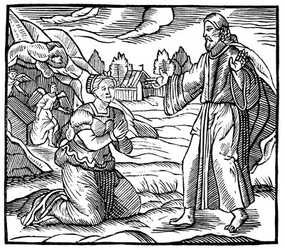 Maria Madalena vendo a aparição de Jesus Cristo ressuscitado, c1500 de Unbekannt