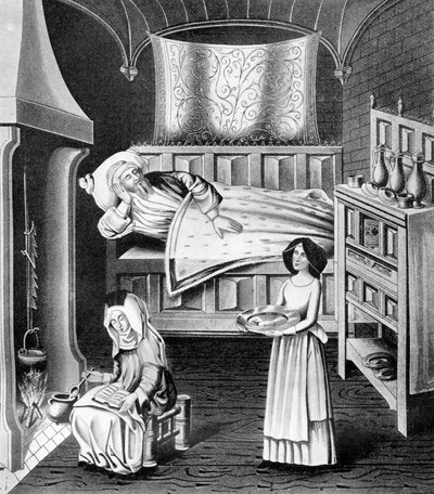 Matrona e servo na câmara de doentes, c1470, 1910 de Unbekannt