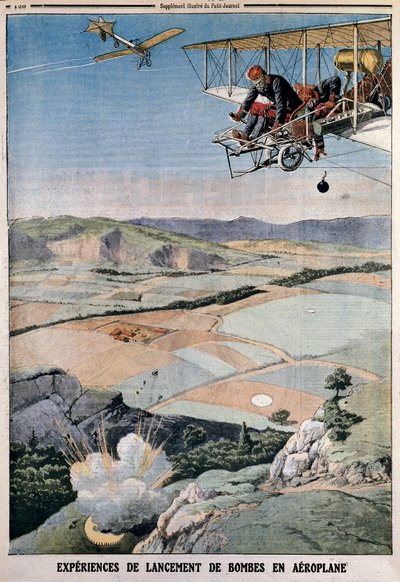 Membros do corpo aéreo francês na prática de bombas em Chalons, 1912 de Unbekannt