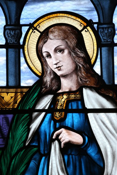 A igreja de Mezilles. Janela de vidro manchado. Sainte Eliane. França de Unbekannt