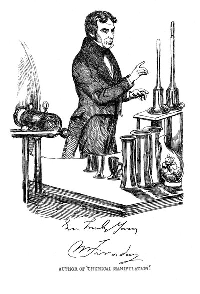 Michael Faraday palestrando na Royal Institution, Londres, c1835 de Unbekannt