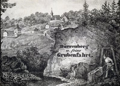 Mina de sal: cena do trabalho da mina, Durrnberg, Áustria de Unbekannt
