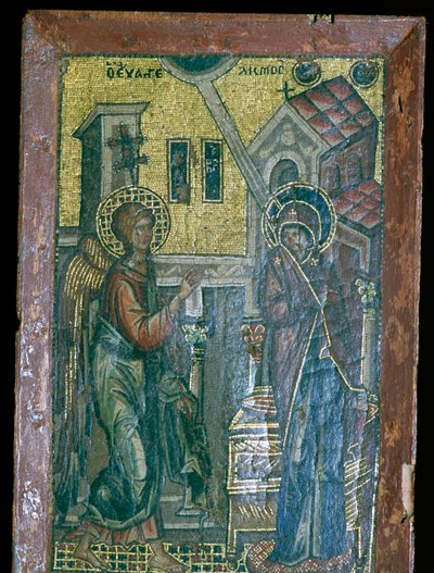 Mosaico bizantino em miniatura da Anunciação, século XIV de Unbekannt
