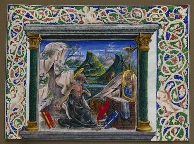Miniatura retirada de um manuscrito: São Jerônimo no Deserto, c. 1500. de Unbekannt