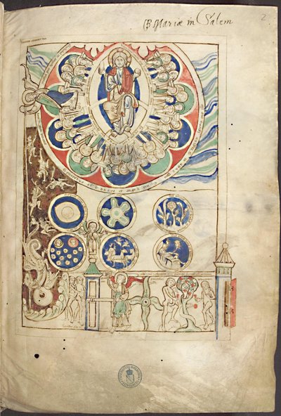 O início das criaturas em miniatura de Liber Scivias por Hildegard de Bingen, cerca de 1220 de Unbekannt