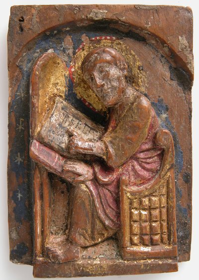 Relevo em miniatura de um São Lucas em sua mesa de escrita, 1200-1225. de Unbekannt