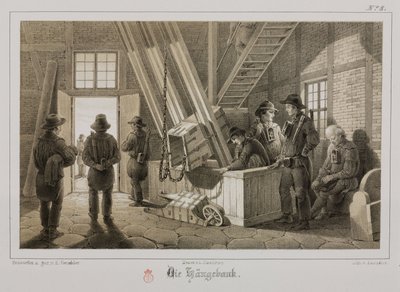 Mineração, Metal Ores Pithead de uma mina, Alemanha, c 1851 de Unbekannt